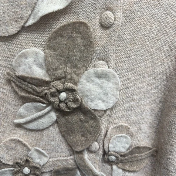 Anyhropologie Beige Floral Women's Cardigan - Picture 4 of 6